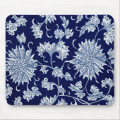 Blue Floral Pattern  Chinees Ornament Muismat (Voorkant)