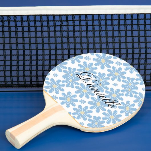 Blue Floral Pattern - Custom Ping Pong Paddle Tafeltennisbatje (Insitu)
