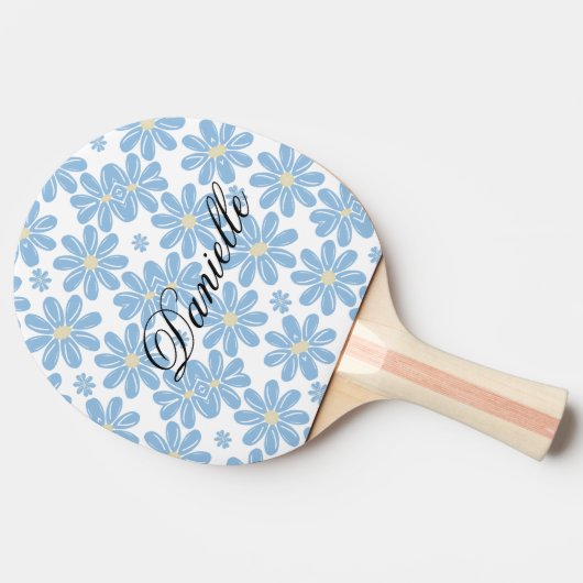 Blue Floral Pattern - Custom Ping Pong Paddle Tafeltennisbatje (Zijkant)