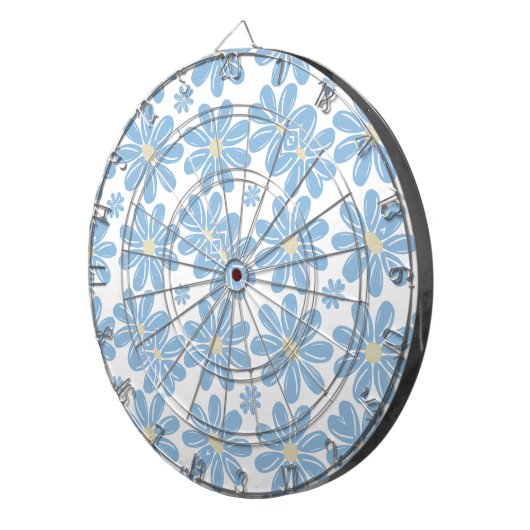 Blue Floral Pattern - Dartboard Dartbord (Voorkant Rechts)