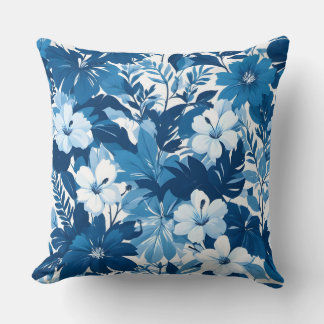 Blue Floral Pattern Decorative Throw Pillow Kussen