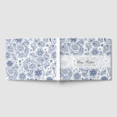 Blue  Floral Pattern Funeral Gastboek Gastenboek (Volledig)