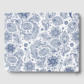 Blue  Floral Pattern Funeral Gastboek Gastenboek (Achterkant)