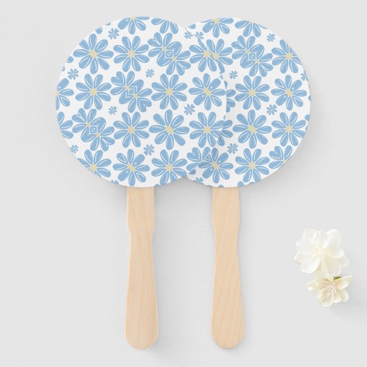 Blue Floral Pattern - Handvuurpan Handwaaier (Voorkant en achterkant)