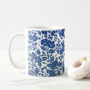 Blue Floral Pattern Koffiemok