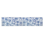 Blue Floral Pattern Korte Tafelloper (Horizontaal)
