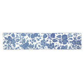 Blue Floral Pattern Korte Tafelloper (Horizontaal)