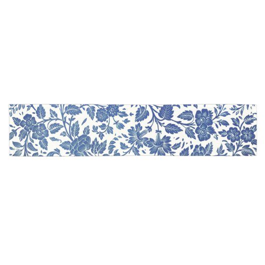 Blue Floral Pattern Korte Tafelloper (Horizontaal)