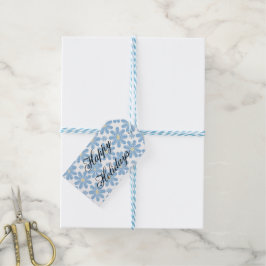 Blue Floral Pattern - Labels met persoonlijke cade Cadeaulabel