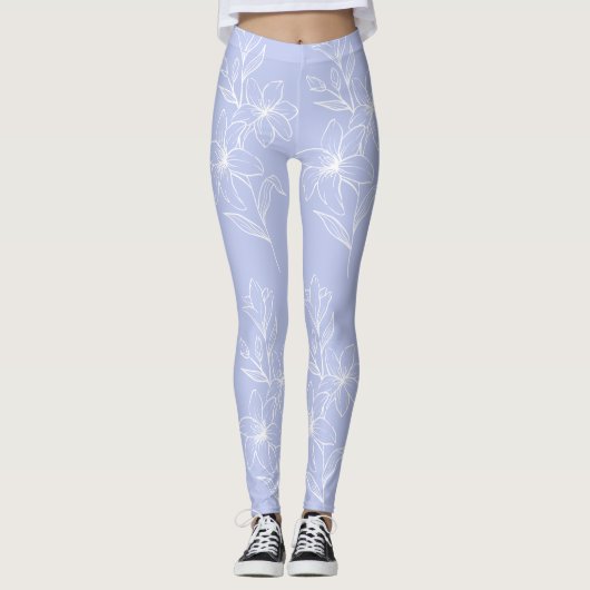 Blue Floral Pattern Leggings (Voorkant)