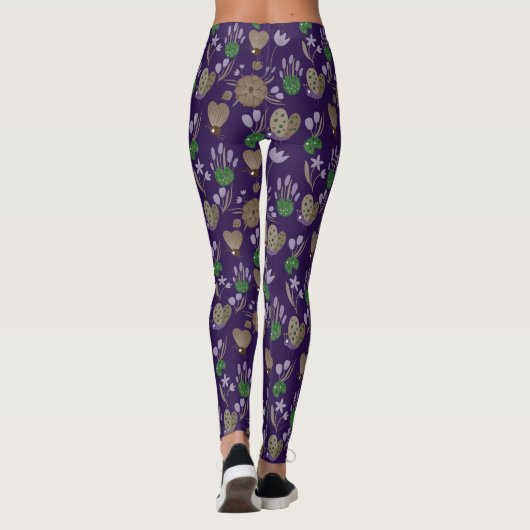 Blue Floral Pattern Leggings (Achterkant)