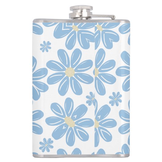 Blue Floral Pattern - maatkolf Heupfles (Achterkant)