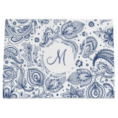 Blue Floral Pattern Monogram L Gift Bag Large Cadeautasje (Voorkant)