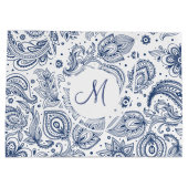 Blue Floral Pattern Monogram L Gift Bag Large Cadeautasje (Achterkant)