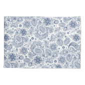 Blue Floral Pattern Monogram Pillow Hoesje Kussensloop (Achterkant)