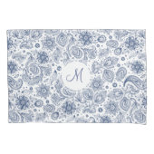Blue Floral Pattern Monogram Pillow Hoesje Kussensloop (Voorkant)