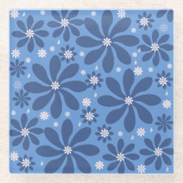 Blue Floral Pattern Muismat – stijlvolle toegang t Glazen Onderzetter