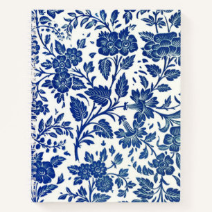 Blue Floral Pattern Notitieboek
