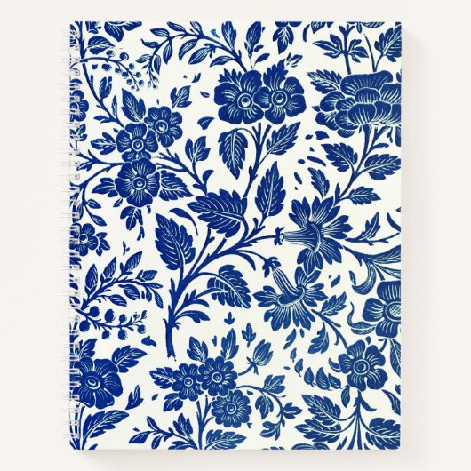 Blue Floral Pattern Notitieboek (Voorkant)