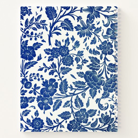Blue Floral Pattern Notitieboek (Achterkant)