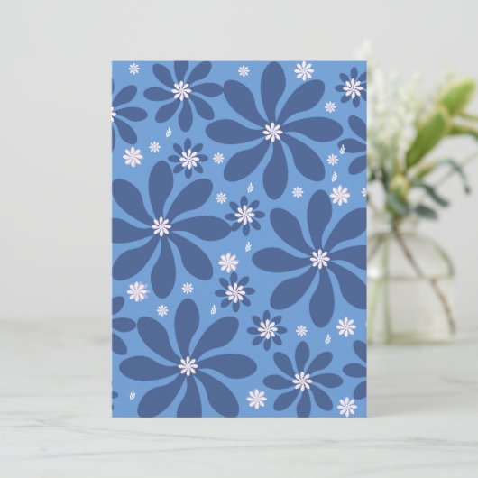 Blue Floral Pattern onderzetters – stijlvolle toeg Kaart (Staand voorkant)