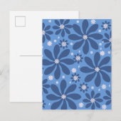 Blue Floral Pattern onderzetters – stijlvolle toeg Uitnodiging Briefkaart (Voorkant / Achterkant)