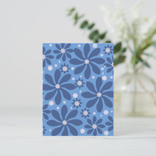 Blue Floral Pattern onderzetters – stijlvolle toeg Uitnodiging Briefkaart (Staand voorkant)