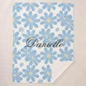 Blue Floral Pattern - Persoonlijke Sherpa Blanket Deken (Voorkant)
