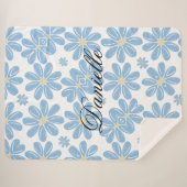 Blue Floral Pattern - Persoonlijke Sherpa Blanket Sherpa Deken (Voorkant (horizontaal))