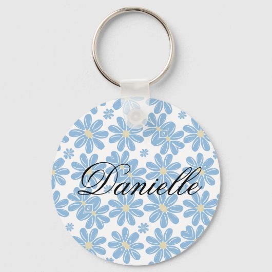Blue Floral Pattern - Persoonlijke Sleutelhanger (Voorkant)