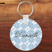 Blue Floral Pattern - Persoonlijke Sleutelhanger (Voorkant)