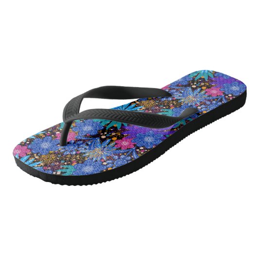 Blue Floral Pattern | Prachtig Teenslippers (Schuin)