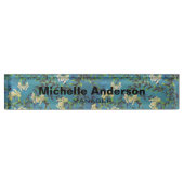 Blue Floral Pattern Professional Manager Modern Naambordje (Voorkant)
