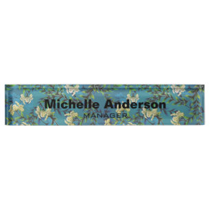 Blue Floral Pattern Professional Manager Modern Naambordje