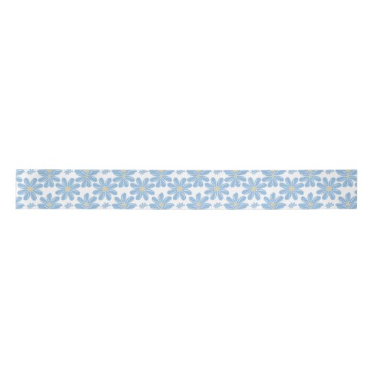 Blue Floral Pattern - Satin Ribbon Satijnen Lint (Voorkant)