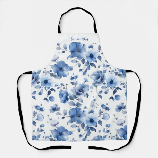 Blue Floral Pattern Schort (Voorkant)