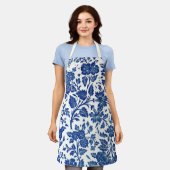 Blue Floral Pattern Schort (Gedragen)