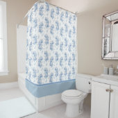 Blue Floral Pattern Shower Curtain Douchegordijn (In situ)