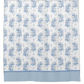 Blue Floral Pattern Shower Curtain Douchegordijn (Voorkant)