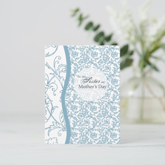 Blue Floral Pattern Sister op Moederdag Briefkaart (Staand voorkant)