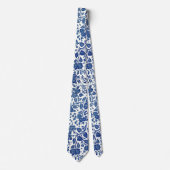 Blue Floral Pattern Stropdas (Voorkant)