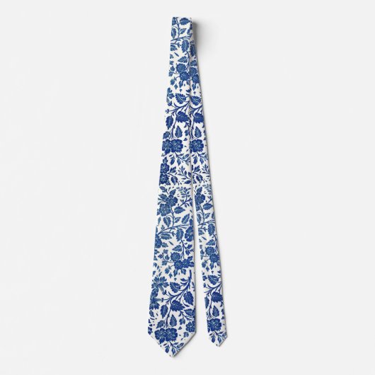 Blue Floral Pattern Stropdas (Voorkant)