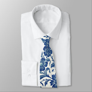 Blue Floral Pattern Stropdas