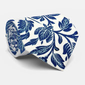 Blue Floral Pattern Stropdas (Opgerold)