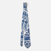 Blue Floral Pattern Stropdas (Achterkant)