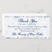 Blue  Floral Pattern Sympathie bedankt P (Voorkant / Achterkant)