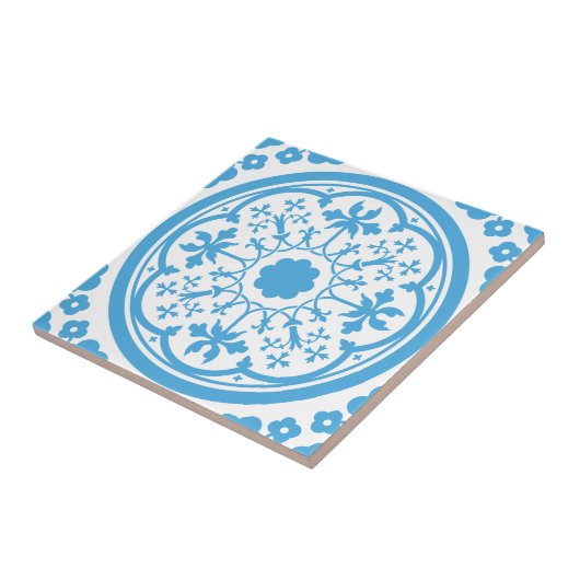 Blue Floral Pattern Tegeltje (Zijkant)