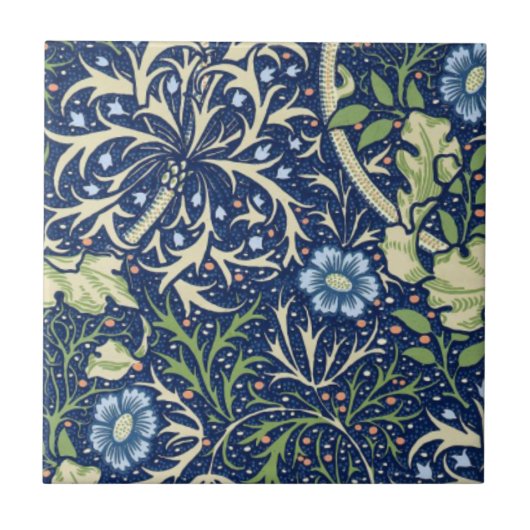 Blue Floral Pattern Tegeltje (Voorkant)