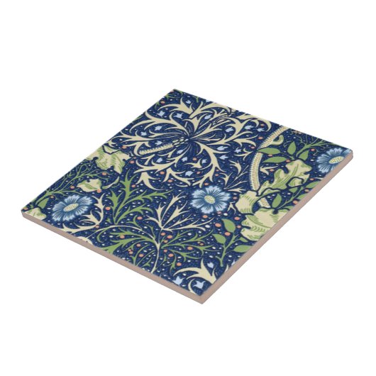 Blue Floral Pattern Tegeltje (Zijkant)
