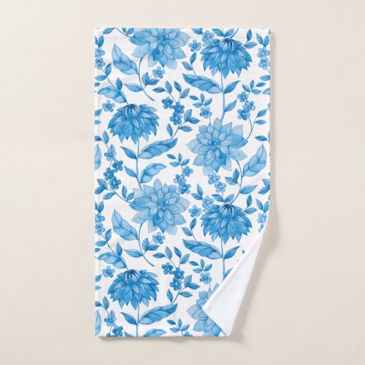 Blue floral pattern towels on display bad handdoek (Handdoek)